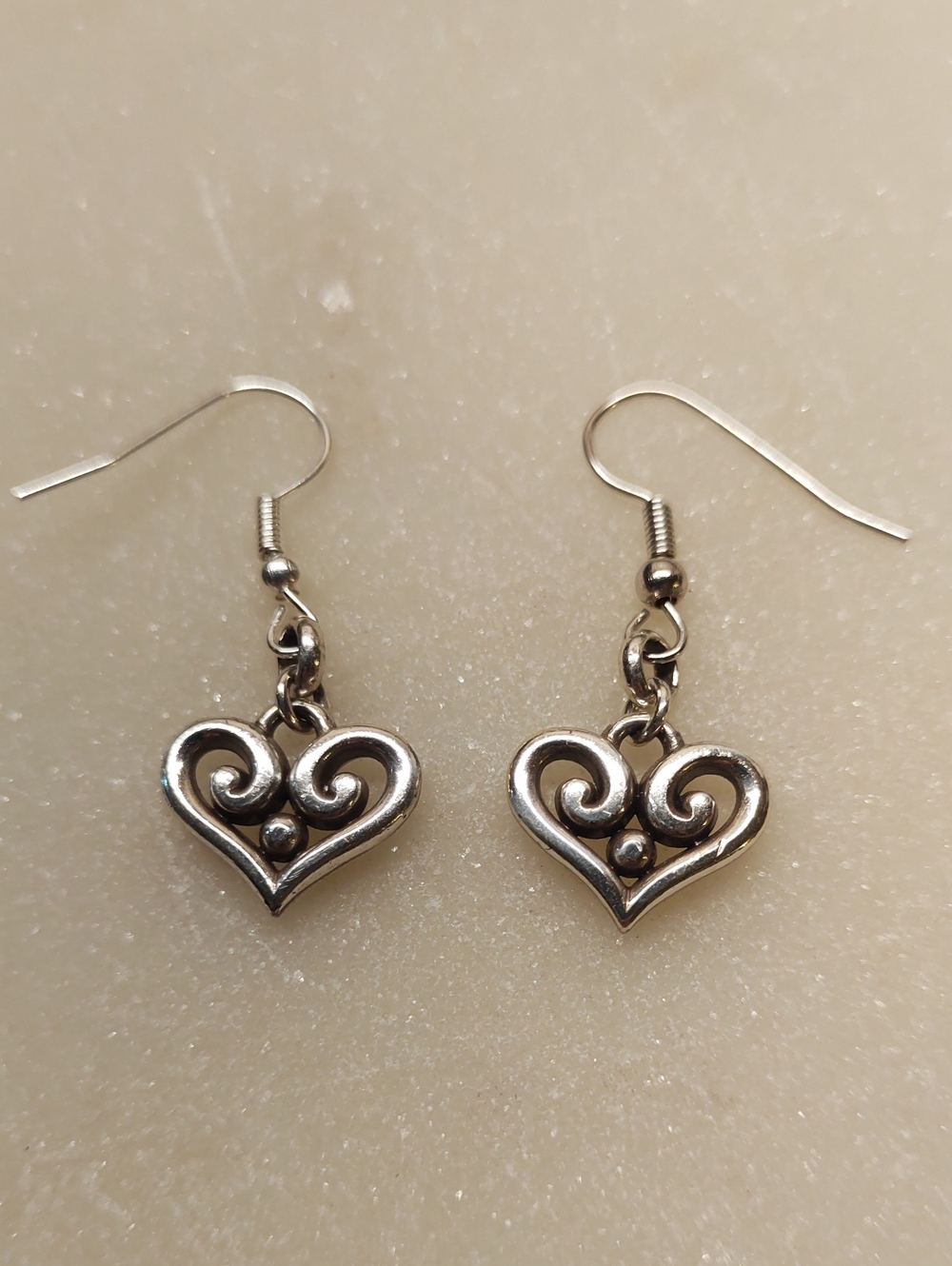 Brighton RARE Large Alcazar Heart Dangle Earrings Retired, EUC!